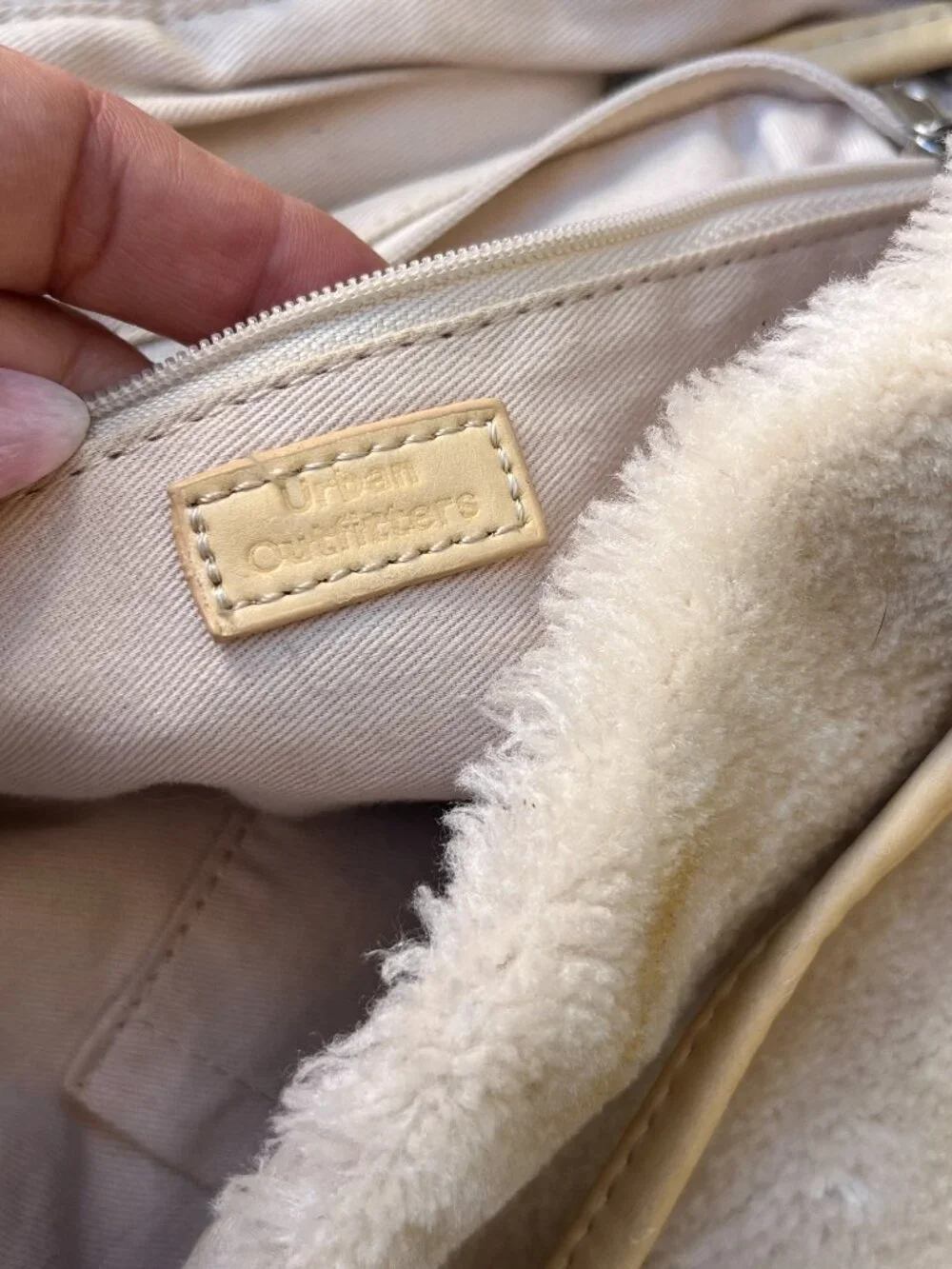 Urban Outfitters Plush Fuzzy Cream Sherpa Flap Backpack Bag
